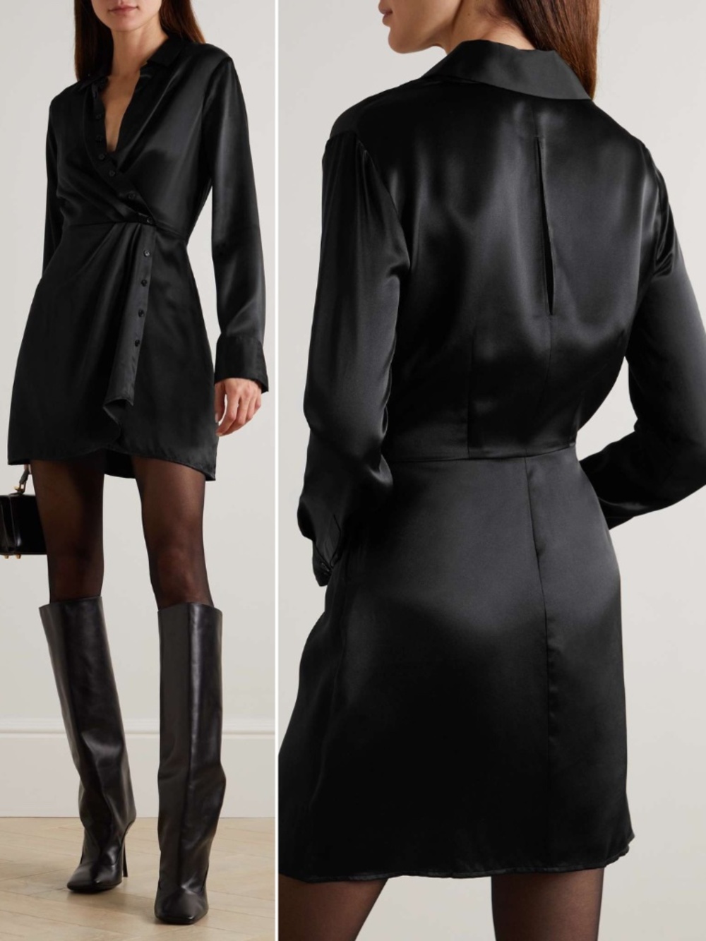 NEW Reformation Alaine Silk Dress Black 8